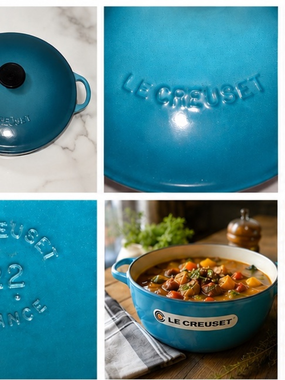 Rare Le Creuset Caribbean Blue 22cm Marmite Dutch Oven Cast Iron France